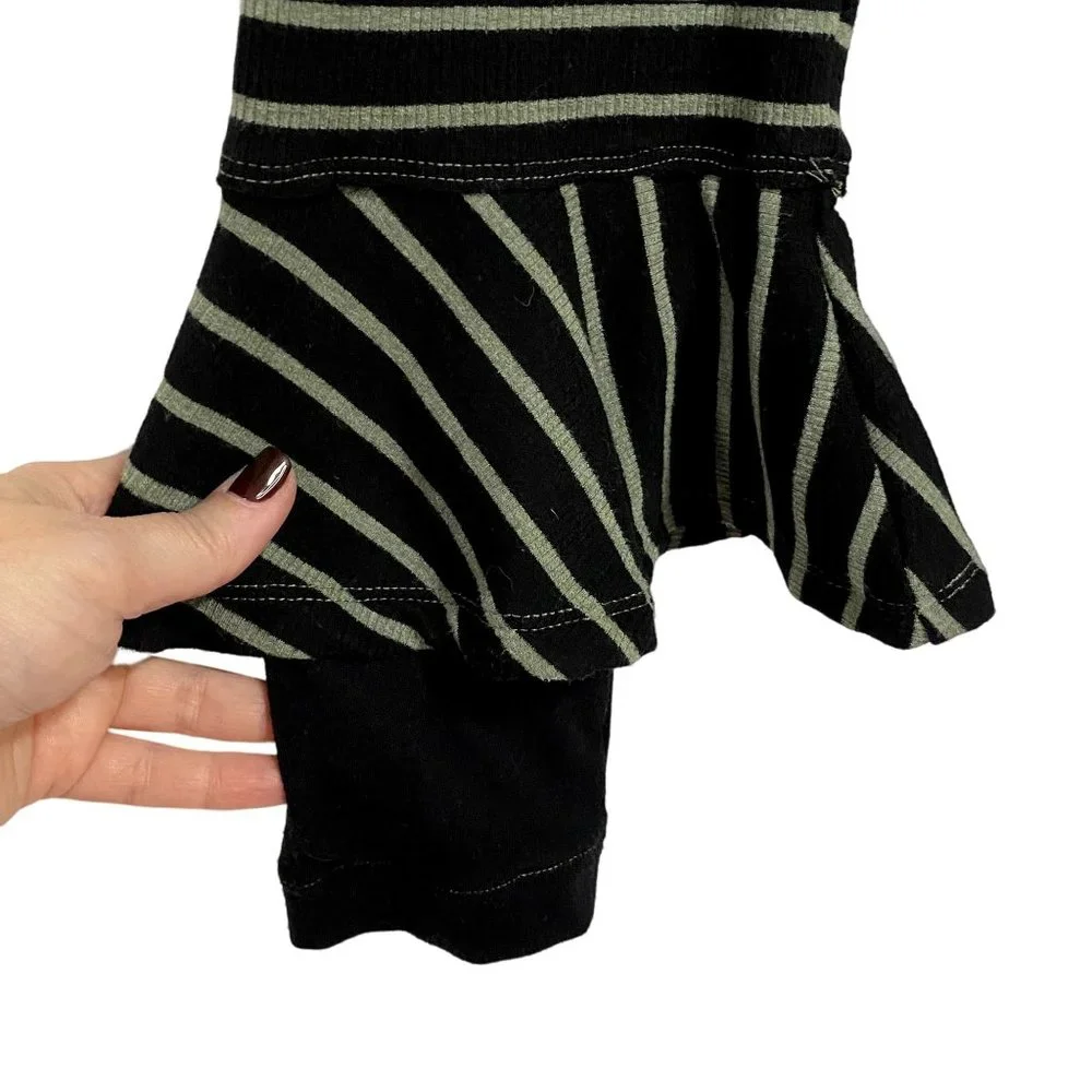 Free People We the Free Round About‎ Striped Top Black and Green Size M